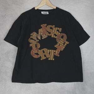 Vintage Missoni Sport Shirt Mens Large Black Circle Logo Zigzag Graphic Italy